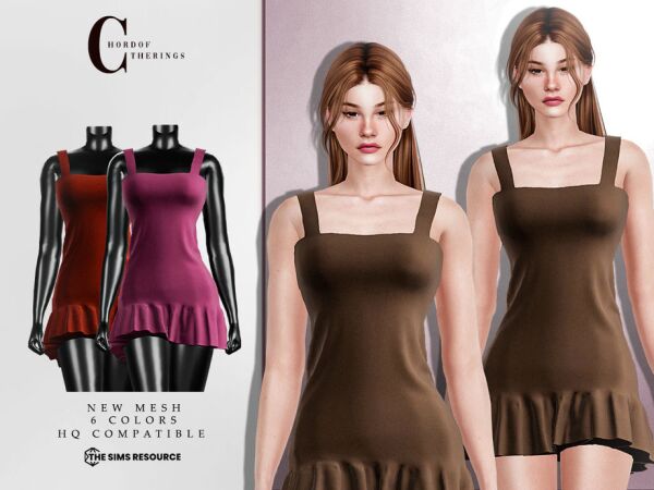 Stylish Strappy Dress D-361 for Women Sims 4 CC