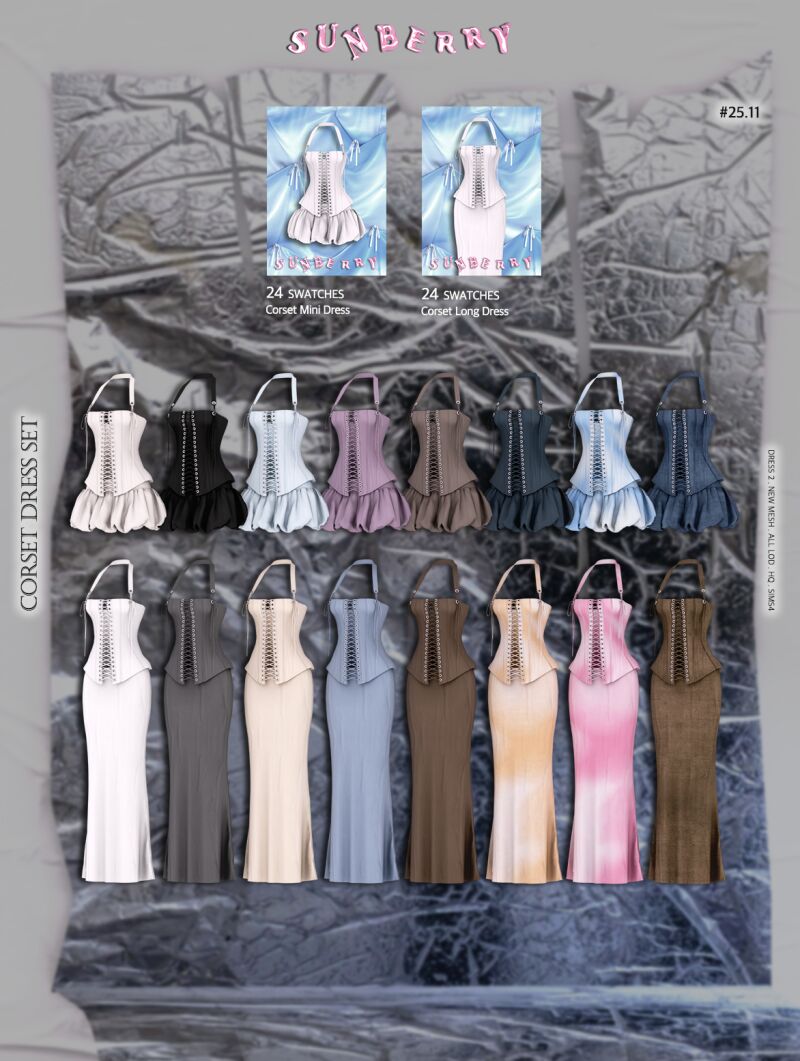 sims 4 cc sunberry 25 12 corset dress set 4
