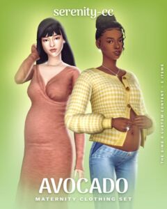 The Avocado Maternity Clothing Set by Serenity-Cc Sims 4 CC
