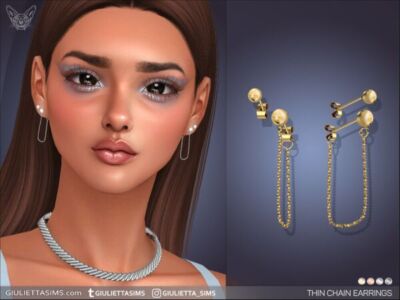Elegant Thin Chain Earrings Sims 4 CC