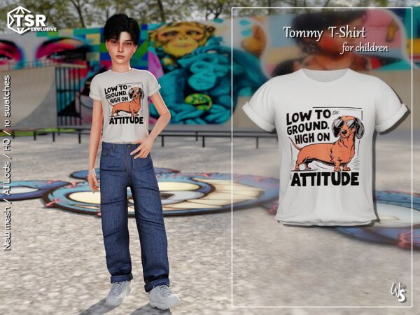 Tommy T-Shirt for Kids by WisteriaSims 1 Tommy T-Shirt for Kids by WisteriaSims Sims 4 CC