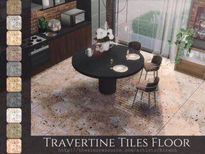 Travertine Tiles Floor Sims 4 CC