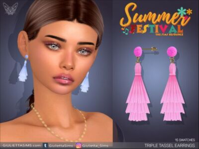 Summer Festival Triple Tassel Earrings Sims 4 CC