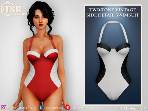 Stylish Two-Tone Vintage Swimsuit 1 Stylish Two-Tone Vintage Swimsuit Sims 4 CC
