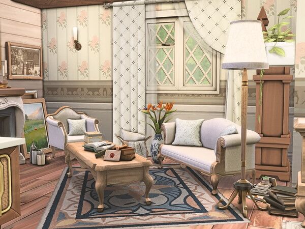 sims 4 cc vintage living room 2