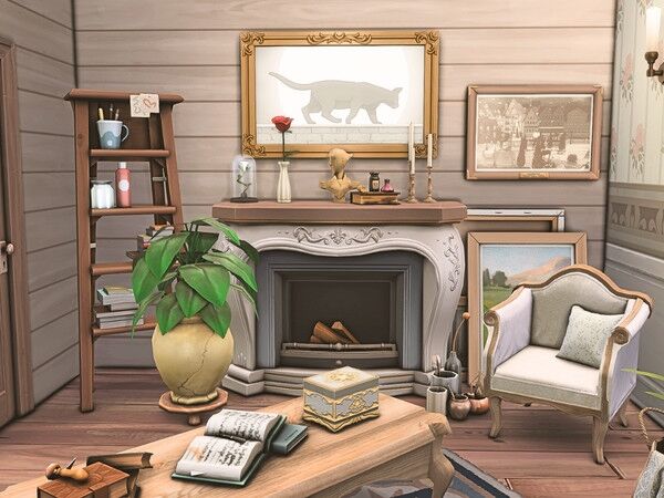 sims 4 cc vintage living room 3