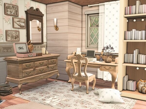 sims 4 cc vintage living room 4